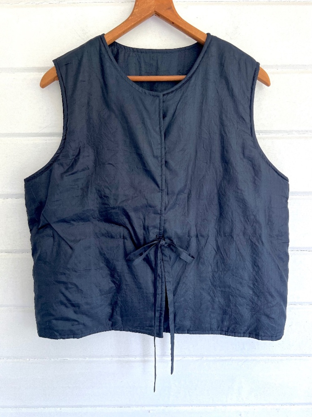 RUNAWAY BICYCLE Elmo Handmade Padded Silk Vest in Navy - O/S